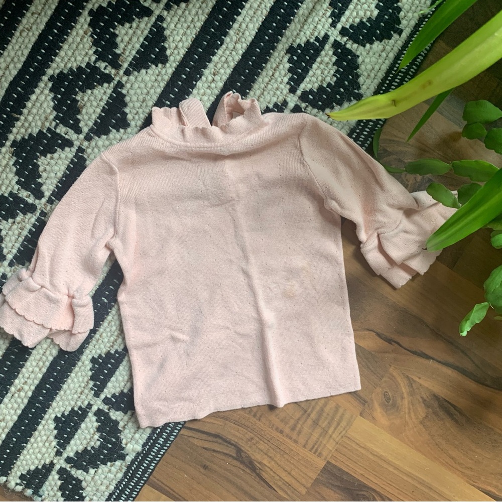 Janie and Jack Pink Ruffle Mock Neck Sweater Top